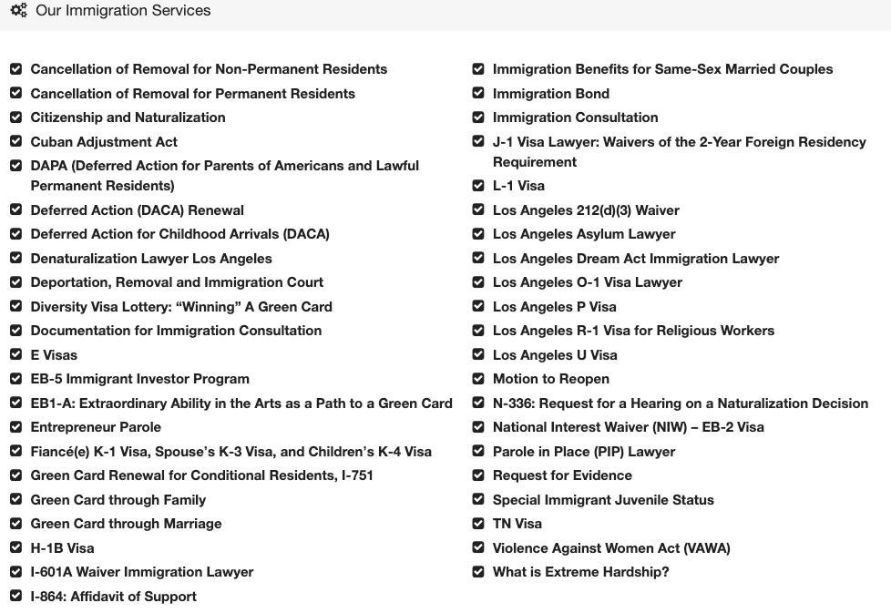 List of immigration services