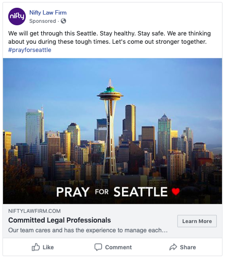 Pray for Seattle Facebook ad