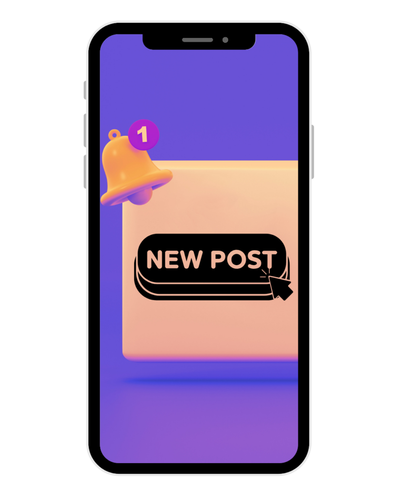 smart phone with new post notification display