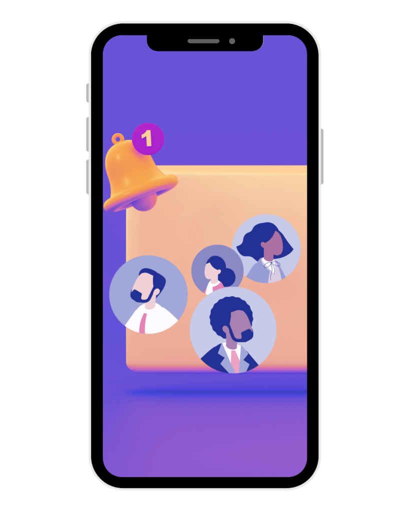 smart phone with popup alert with connection requests from social media avatars