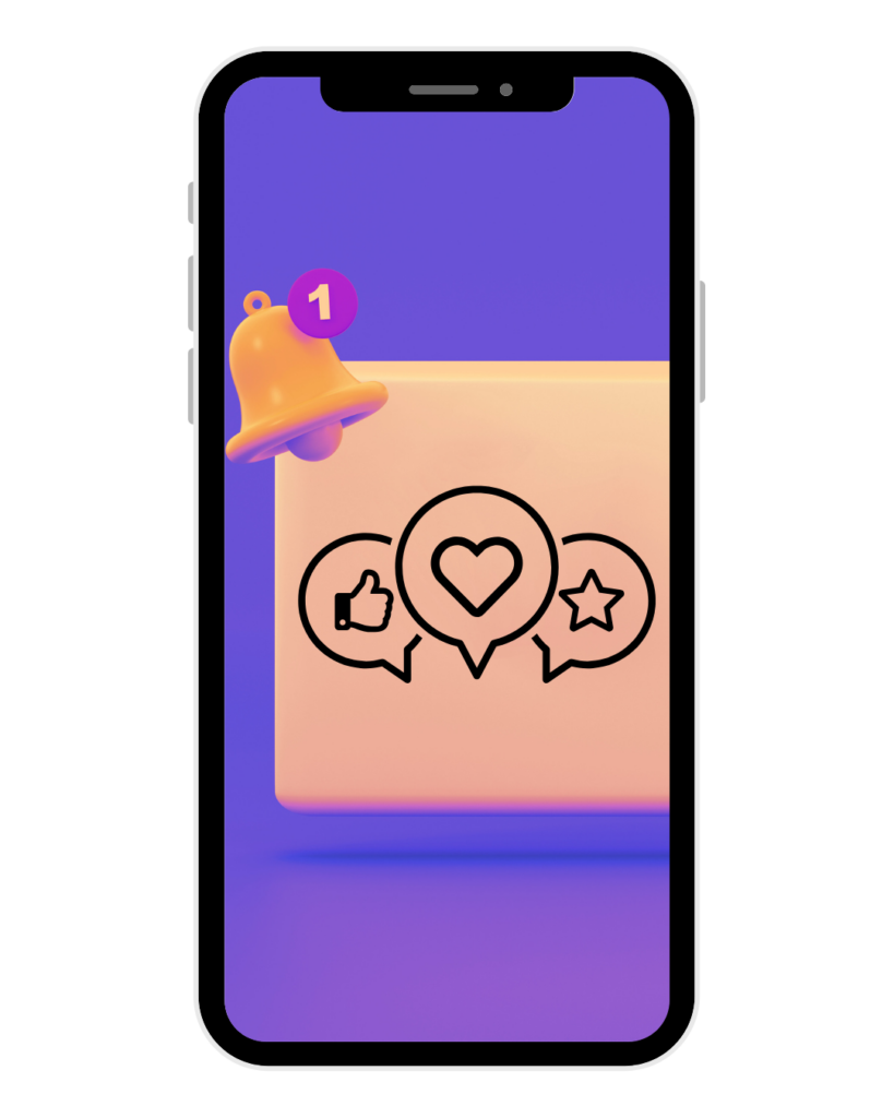 smart phone with reaction/engagement notifications display