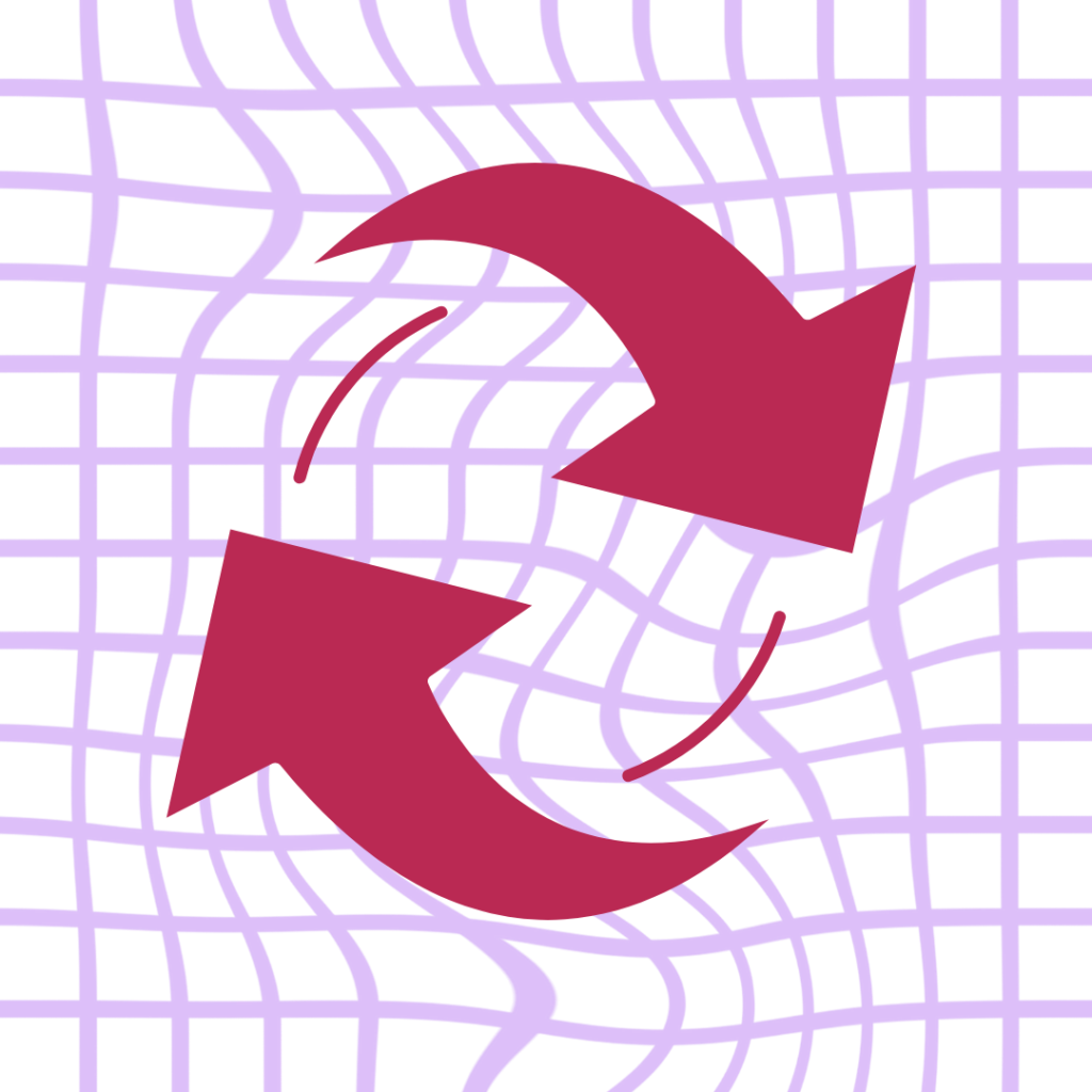 decorative graphic representing repetitive content with arrows on a digital background
